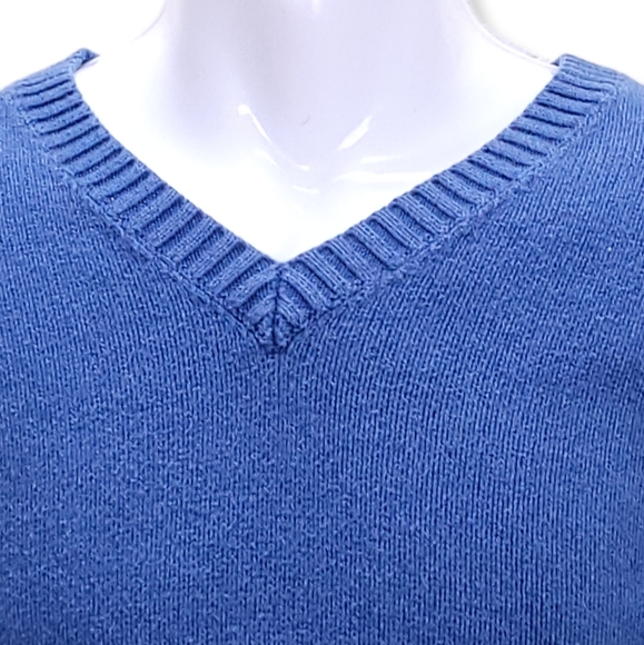 L.L. Bean Mens L Tall Sweater Blue Long Sleeve V-Neck Cotton Stretch Pullover - Picture 2 of 5